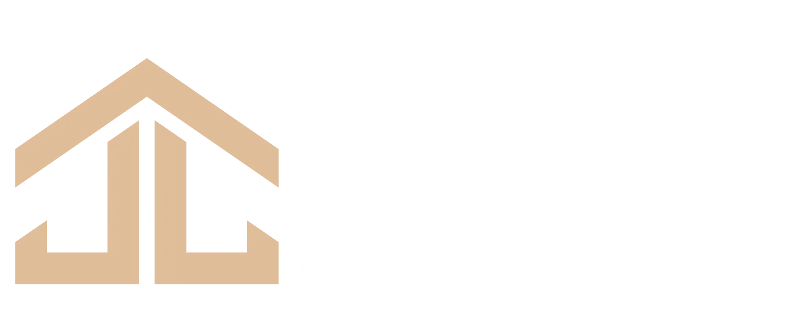 Logo der JL Immobilienservice GmbH mit stilisiertem Hausdach in Beige auf transparentem Hintergrund.